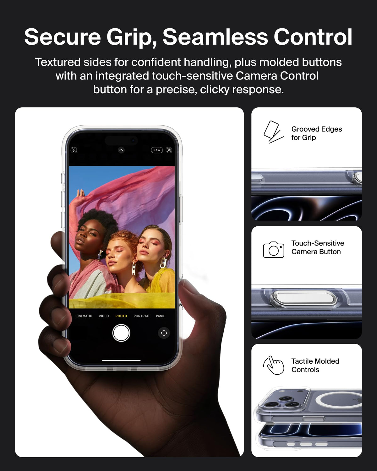 Belkin SheerForce Clear MagSafe Compatible iPhone 17 Pro Max Case with Slim Design & Anti-Scratch Treated Coating - Magnetic, Transparent, & Shockproof Protective iPhone Case - Clear