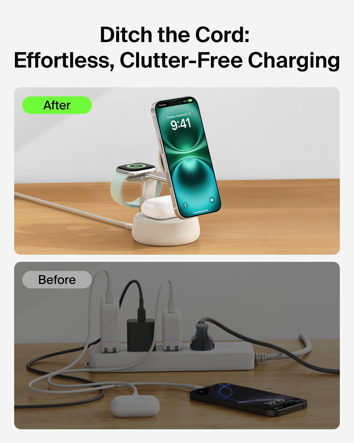 Belkin UltraCharge Pro 25W 3 in 1 Wireless Charging Station, Qi2.2 - Sand