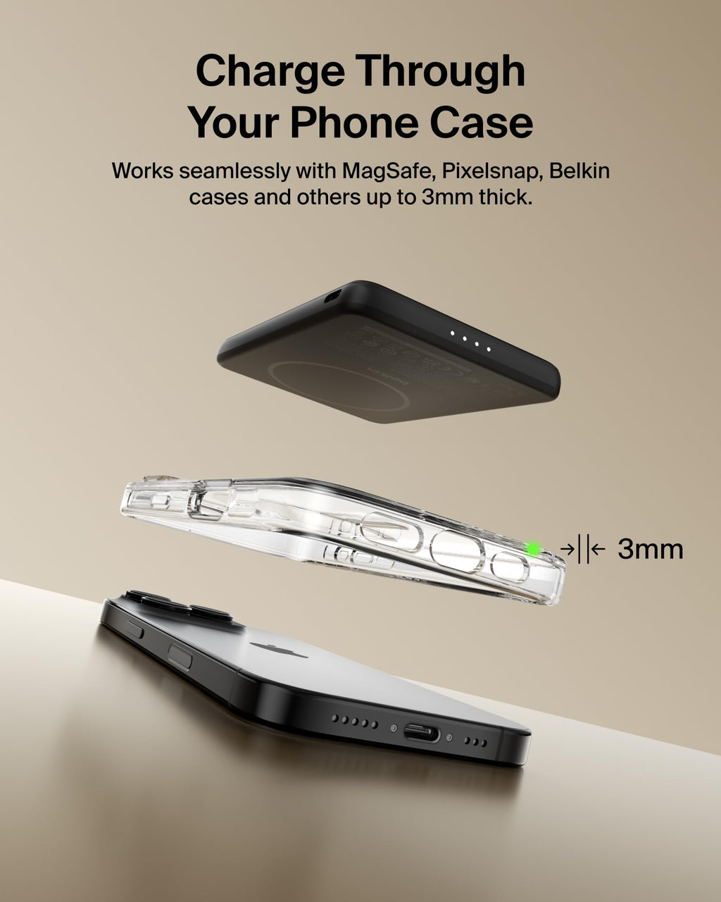 Belkin BoostCharge 5000mAh Slim Magnetic Power Bank with USB C Port - Black
