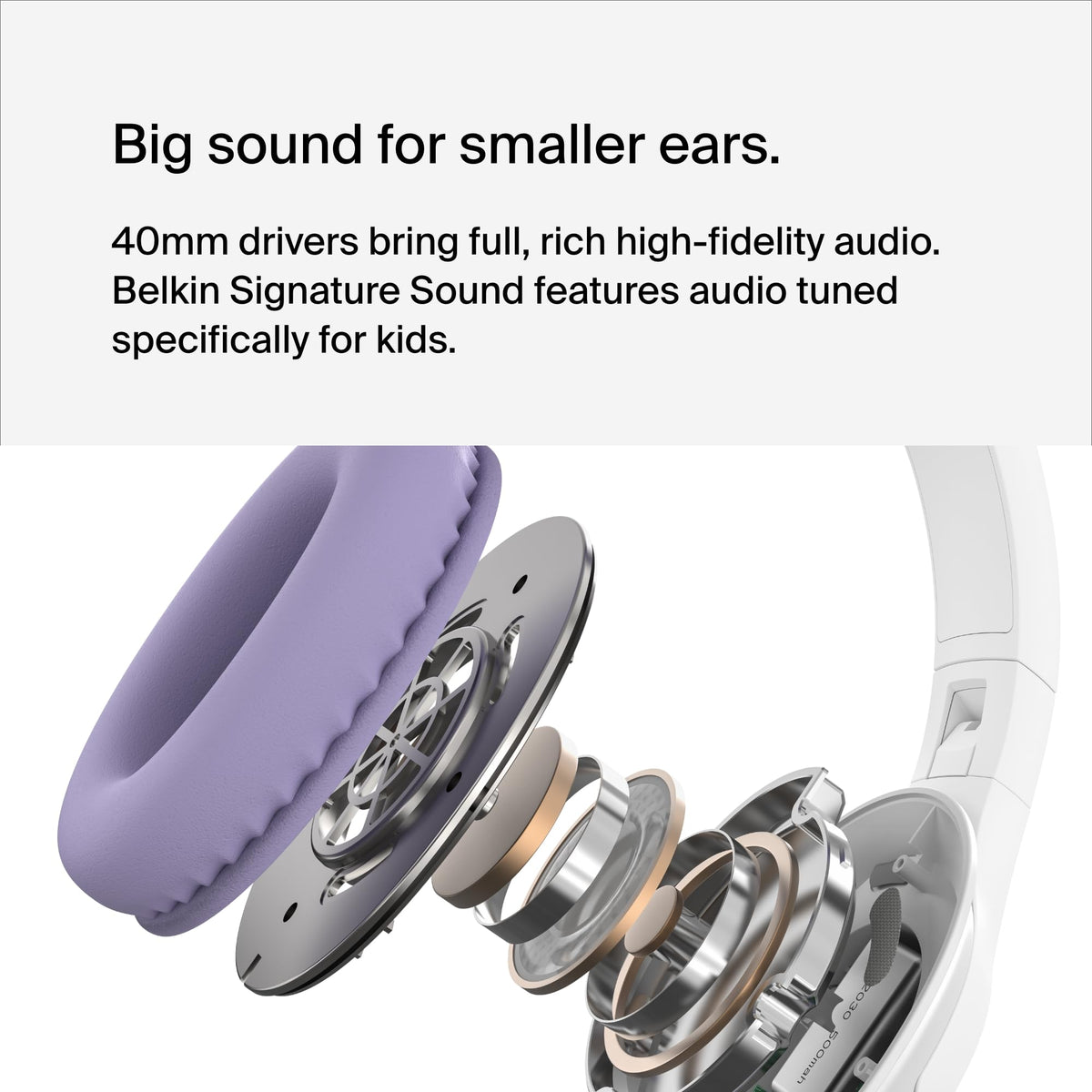 Belkin SoundForm Inspire Wireless Over-Ear Headset for Kids, On-Ear Headphones for Girls and Boys, Online Learning, & Travel with Built-In Microphone - Compatible with iPhone, iPad, Galaxy, and More