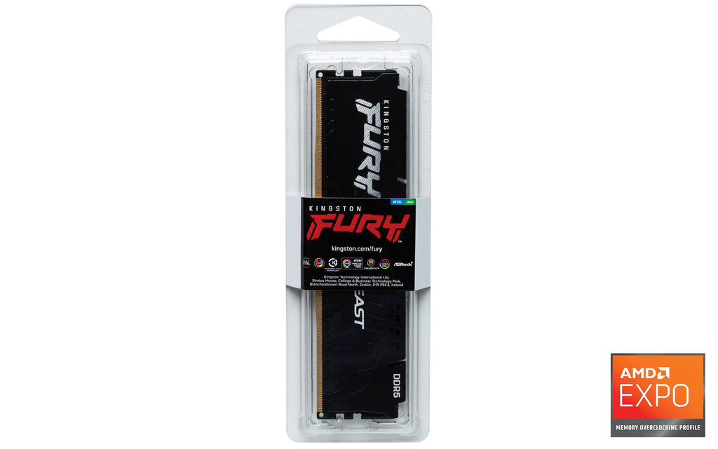 Kingston FURY Beast Black DDR5 32GB 5600MT/s CL40 DIMM Desktop Gaming Memory Single Module AMD EXPO and Intel XMP - KF556C40BB2-32