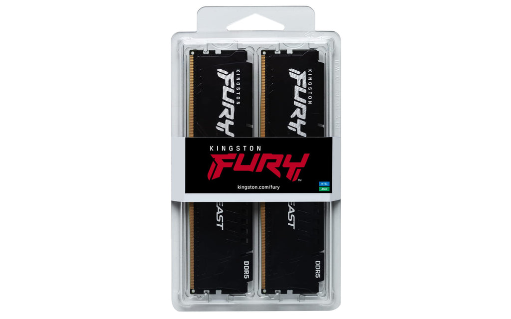 Kingston FURY Beast Black DDR5 32GB (2x16GB) 5200MT/s CL40 DIMM Desktop Gaming Memory Kit of 2 Intel XMP - KF552C40BBK2-32