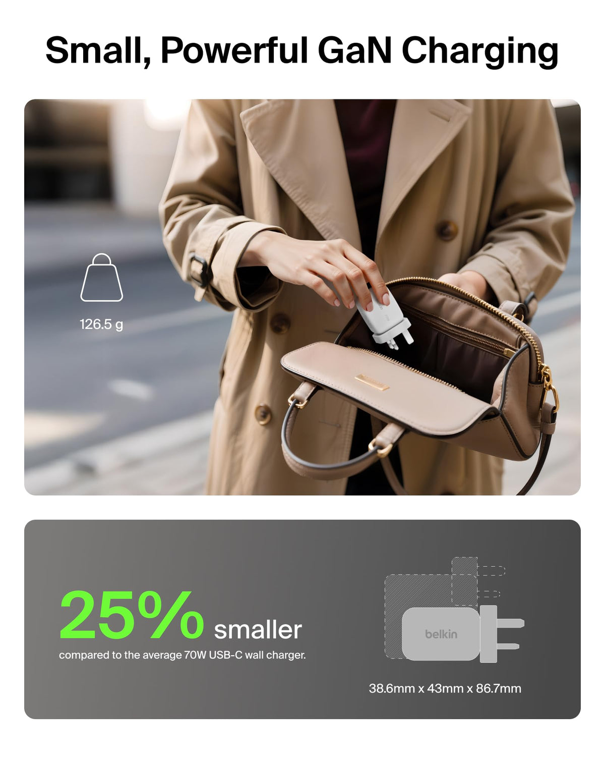 Belkin BoostCharge Pro 70W 3-Port GaN USB C Charger + Travel Adapter Kit