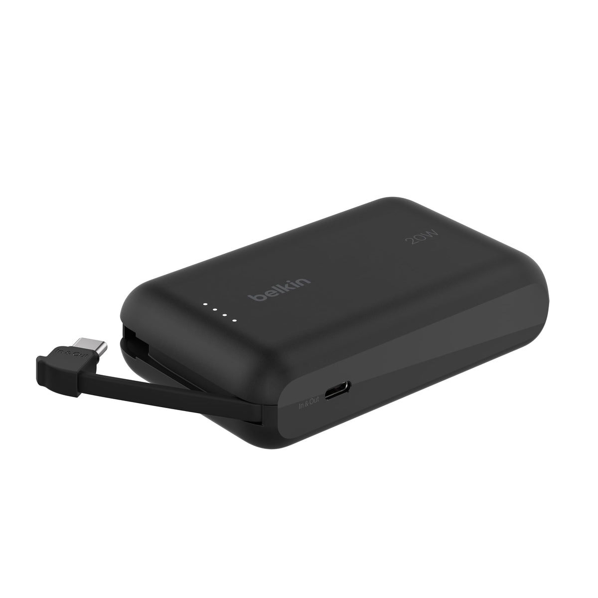 Belkin BoostCharge 10000mAh Power Bank with Integrated USB-C Cable - Black