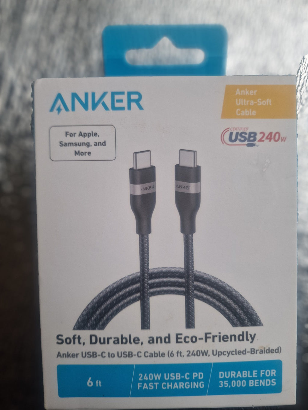Anker 240W USB-C to USB-C Cable, 6 ft Double Braided Nylon Type-C Charging Cable
