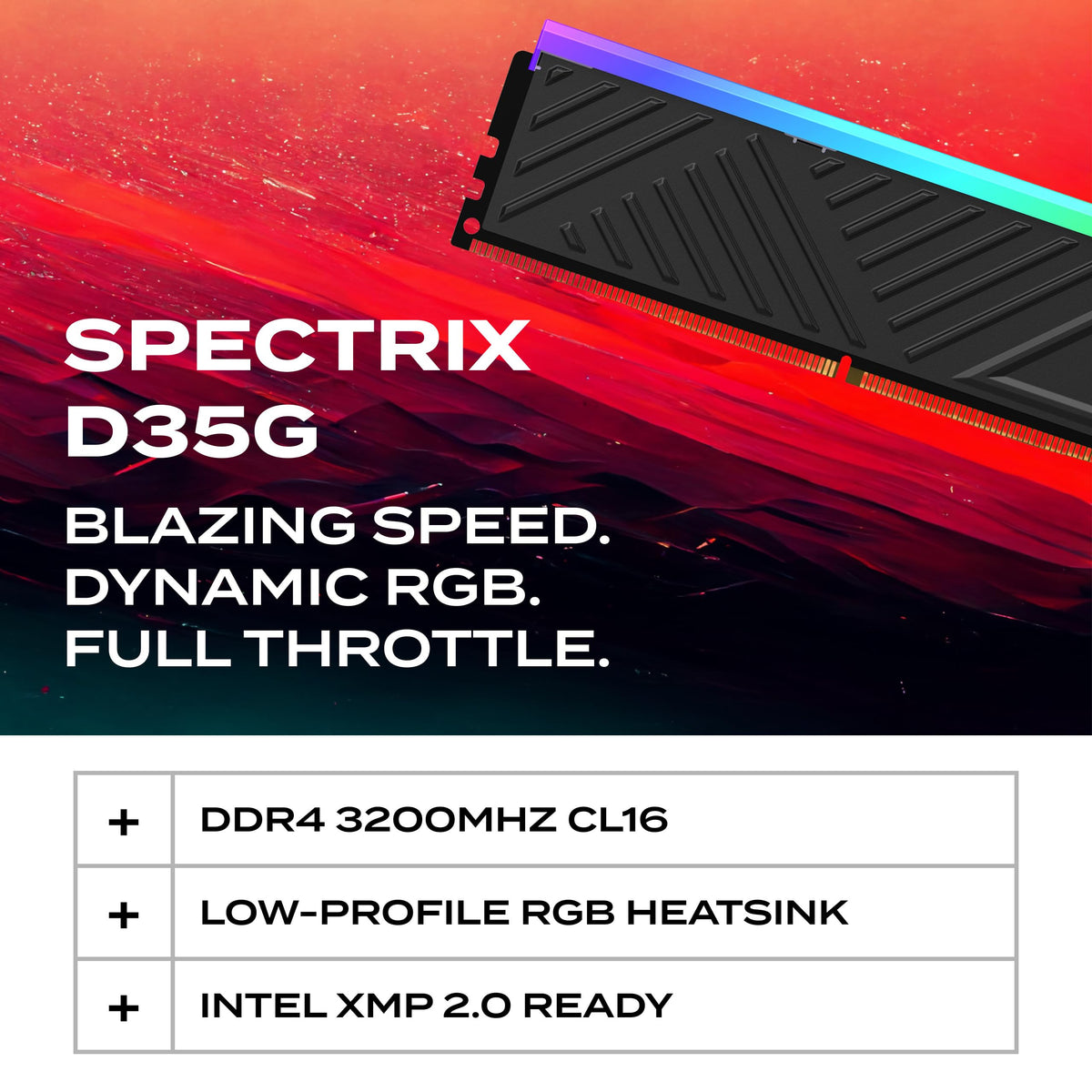 ADATA XPG Spectrix D35G RGB 32GB DDR4 3200MHz CL16 Desktop Memory - Black