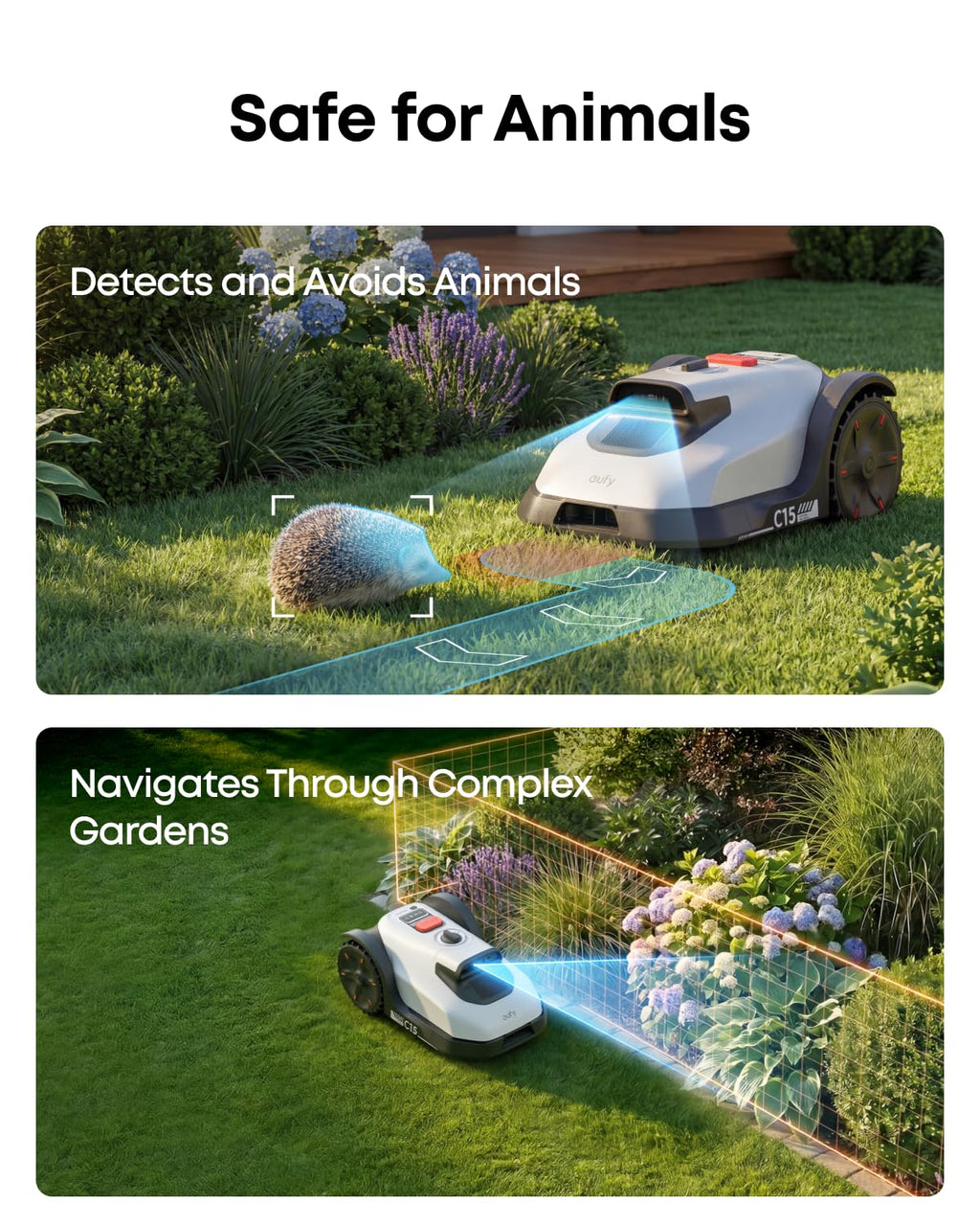 eufy Robot Lawn Mower, C15 without Boundary with Garage, 500 m² Coverage