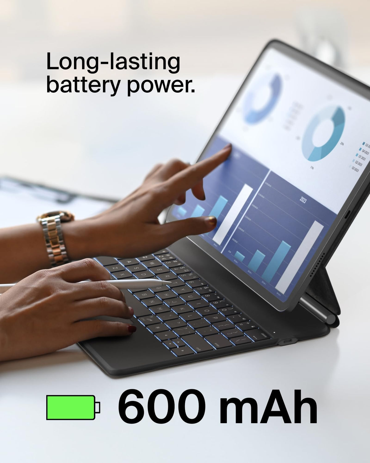 Belkin Pro iPad Keyboard Case with Magnetic Stand, Backlit Bluetooth Keyboard, Trackpad Gestures, Apple Pencil Storage, Premium Leather, QWERTY, Media Keys, For iPad Air 13” M2/M3/M4, iPad Pro 12.9”