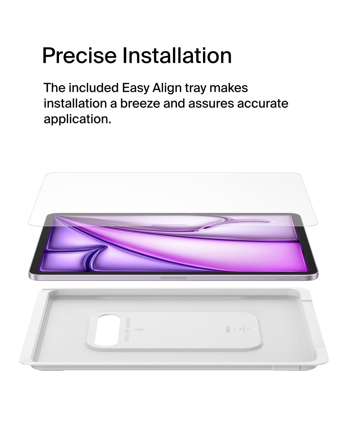 Belkin ScreenForce TemperedGlass screen protector for iPad Air 13-inch, 9H hardness rating tempered glass, 0.33mm thin, scratch-resistant with easy installation, compatible with case and Apple Pencil
