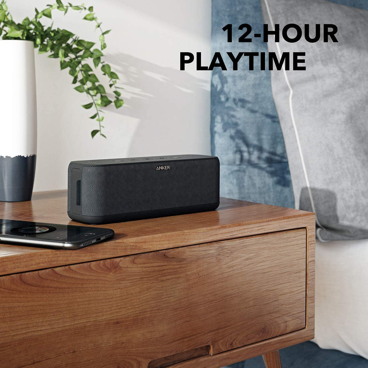 Anker Sound Core Boost 20 W BLUETOOTH SPEAKER WITH Bassup Technology, IPX5 Waterproof, Can be Used As Extra Battery, 20 m Range (Renewed)