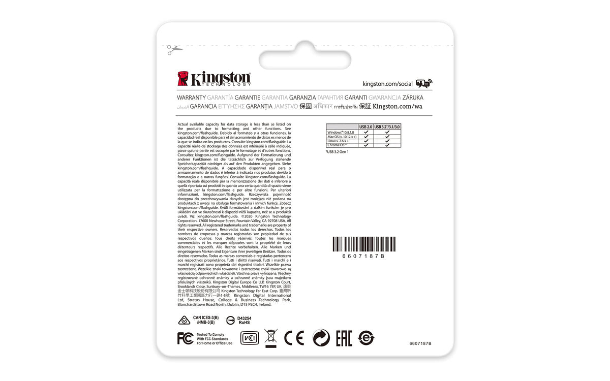 Kingston DataTraveler Kyson USB 3.2 Gen 1 Flash Drive 128GB - Stylish Capless Metal Case