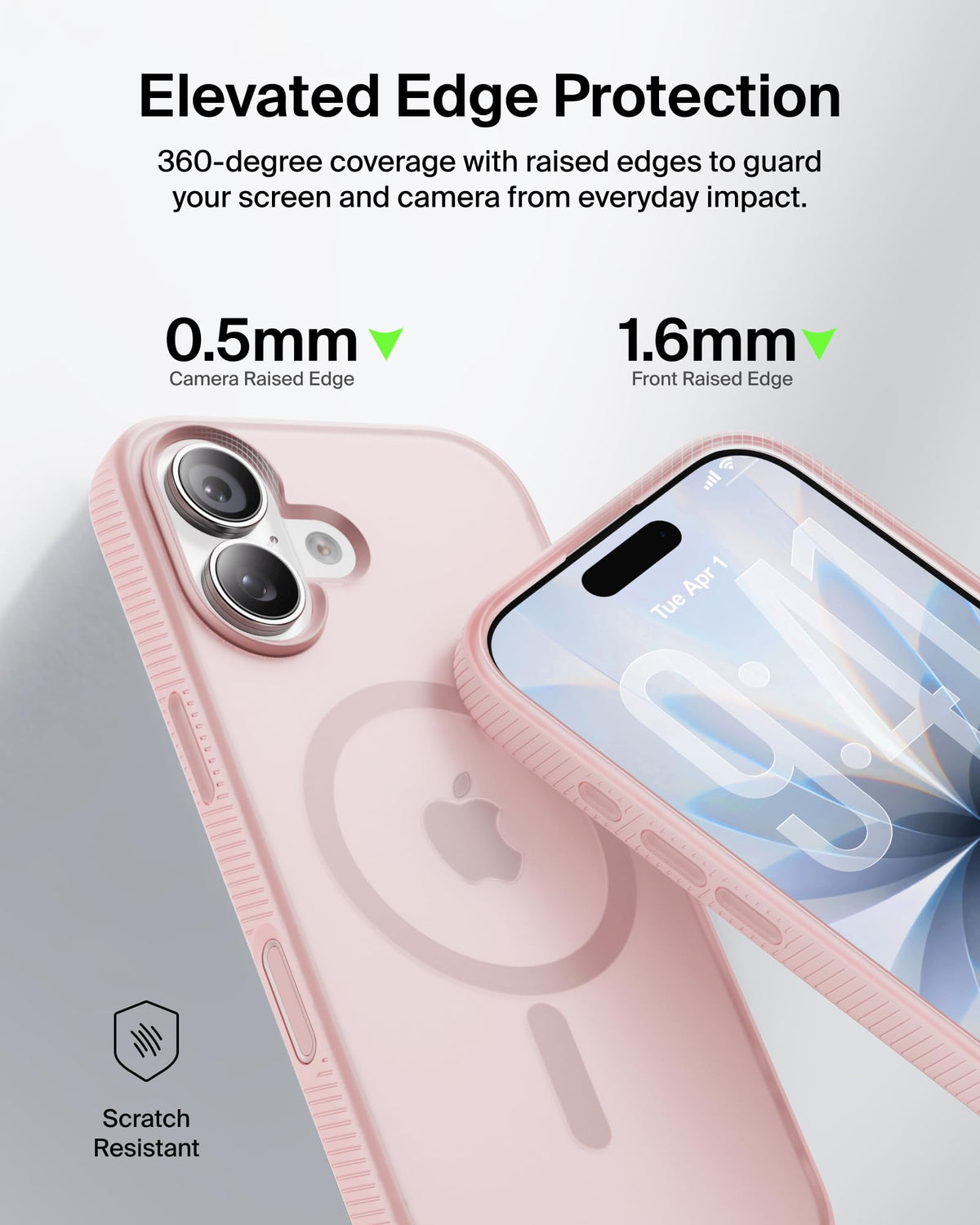 Belkin SheerForce Grip MagSafe Compatible iPhone 17 Case with Slim Design & Anti-Slip Side Lines - Magnetic, Transparent, & Shockproof Protective iPhone Case - Pink