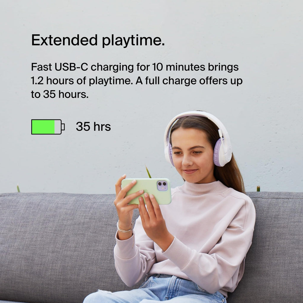 Belkin SoundForm Inspire Wireless Over-Ear Headset for Kids, On-Ear Headphones for Girls and Boys, Online Learning, & Travel with Built-In Microphone - Compatible with iPhone, iPad, Galaxy, and More