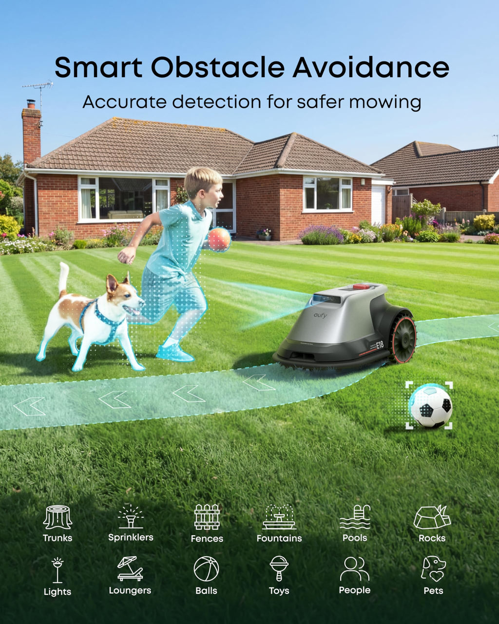 eufy Robot Lawn Mower E18, Max 0.3 Acres, Vision Navigation,1200 m²