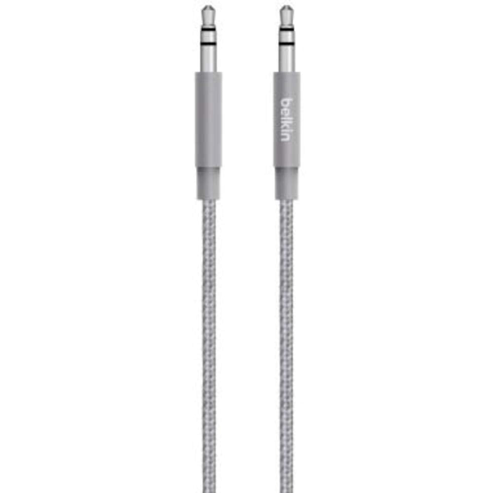 Belkin Premium 3.5 mm Braided Tangle Free Aux Cable with Aluminuim Connectors - Grey