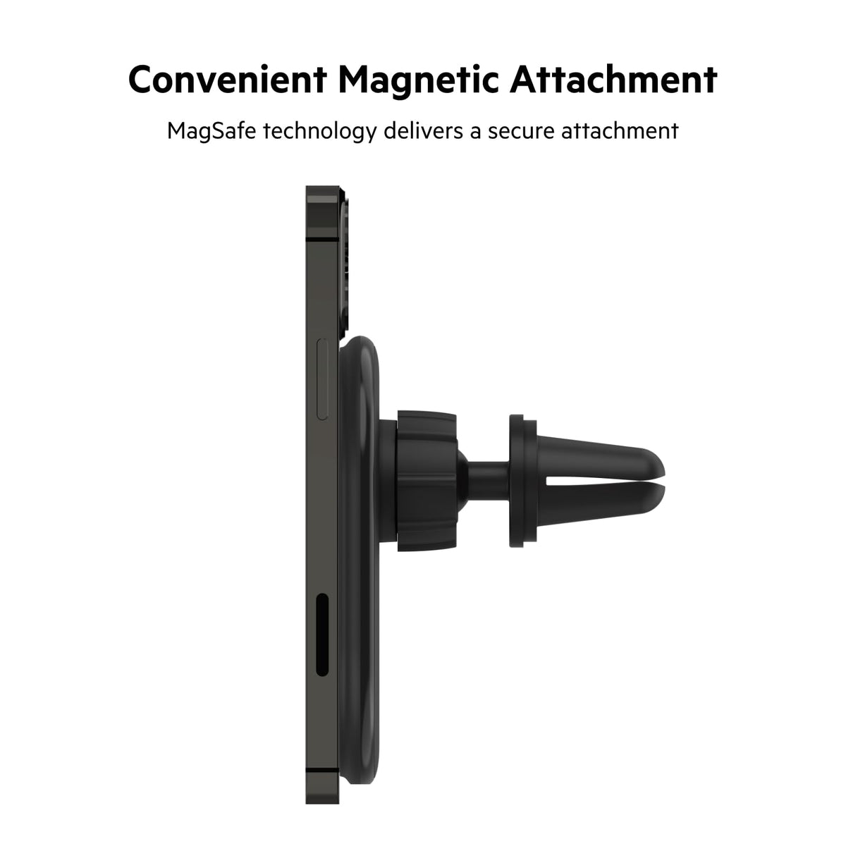 Belkin BoostCharge Magnetic Wireless Car Charger, MagSafe-compatible magnetic car vent phone mount for iPhone 17, Air, 16, 15, 14, 13, 12, Pixelsnap and More (Cable Included) 