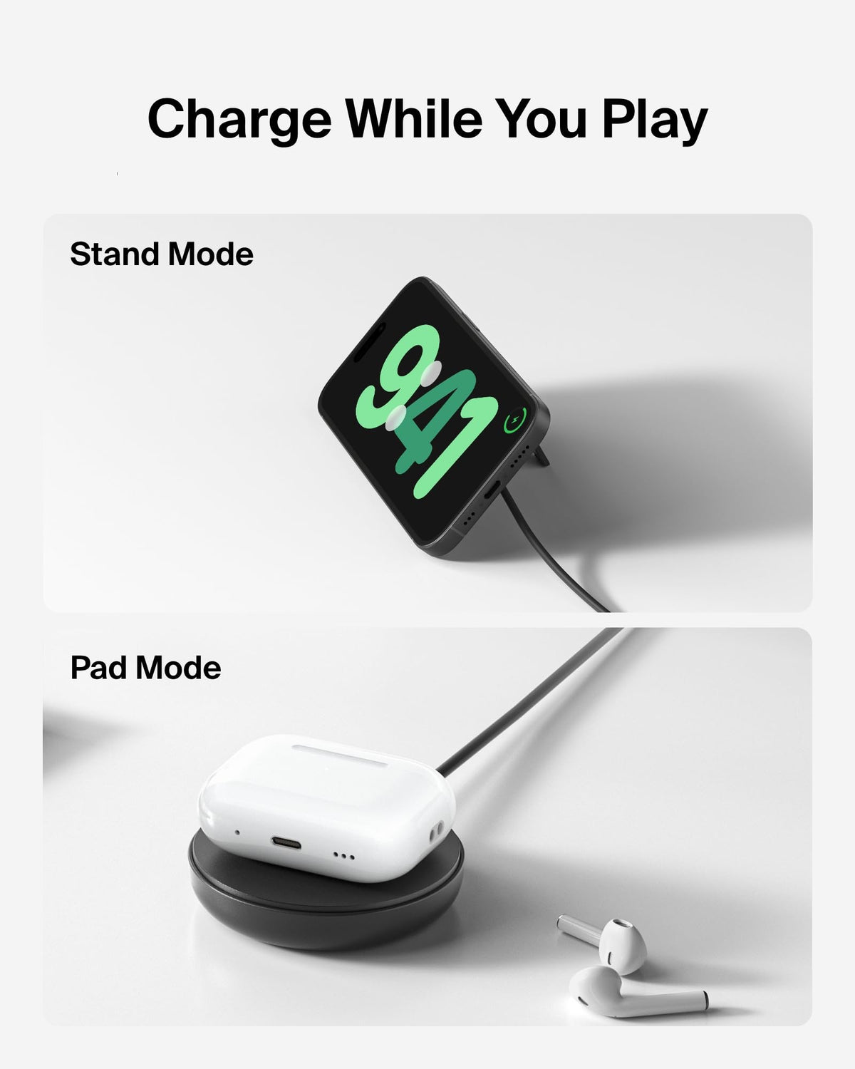 Belkin Magnetic Wireless Charging Pad 15W with Pop-Up Stand - MagSafe-Compatible Certified Qi2 Wireless Charger for iPhone 17, Air, 16, 15, Pixelsnap, Samsung Galaxy, AirPods with PSU Included - Black