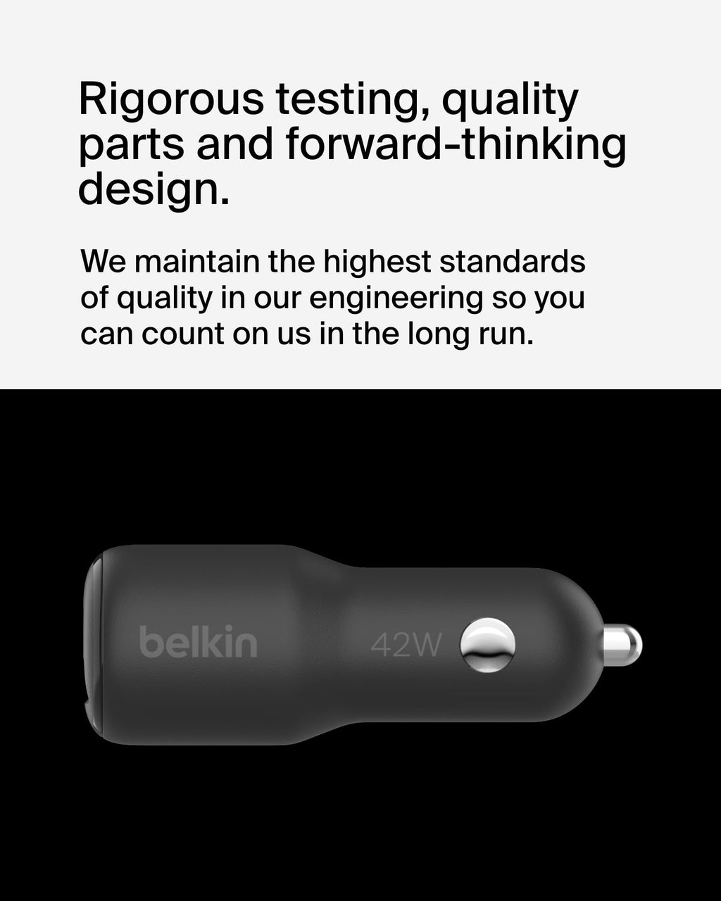 Belkin BoostCharge Dual Car Charger 42W w/Fast Charge USB-C 30W PPS & 12W USB-A Ports for Apple iPhone 16/16 Pro/16 Plus/16 Pro Max, iPhone 15, 14, 13, 12 Series, Samsung Galaxy S24, & More - Black