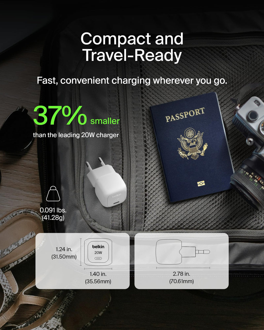Belkin BoostCharge Cube USB C Wall Charger, 20W USB-C Charger, Power Delivery Charger for Apple iPhone 16, 16 Plus, 16 Pro, 16 Pro Max, Samsung Galaxy S24, iPad, AirPods and More