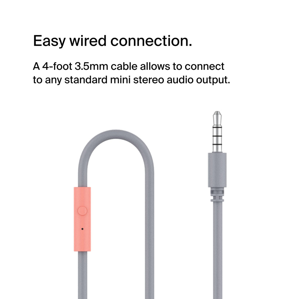 Belkin SoundForm Mini Wired On-Ear Headphones for Kids, Over-Ear Headset for Children with inline Microphone for Online Learning, School, Travel, Play, For 3.5mm Compatible Devices - Pink