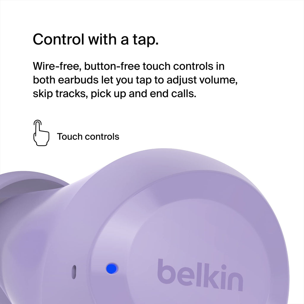 Belkin SoundForm Bolt True Wireless Earbuds, Wireless earphones with up to 28H of battery life and Mono Mode, IPX4 sweat and water resistance, Bluetooth headphones with mic for iPhone, Galaxy and more