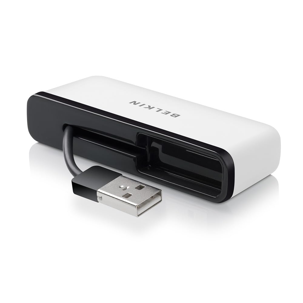 Belkin Portable 4 Port Travel USB Hub, White/Black