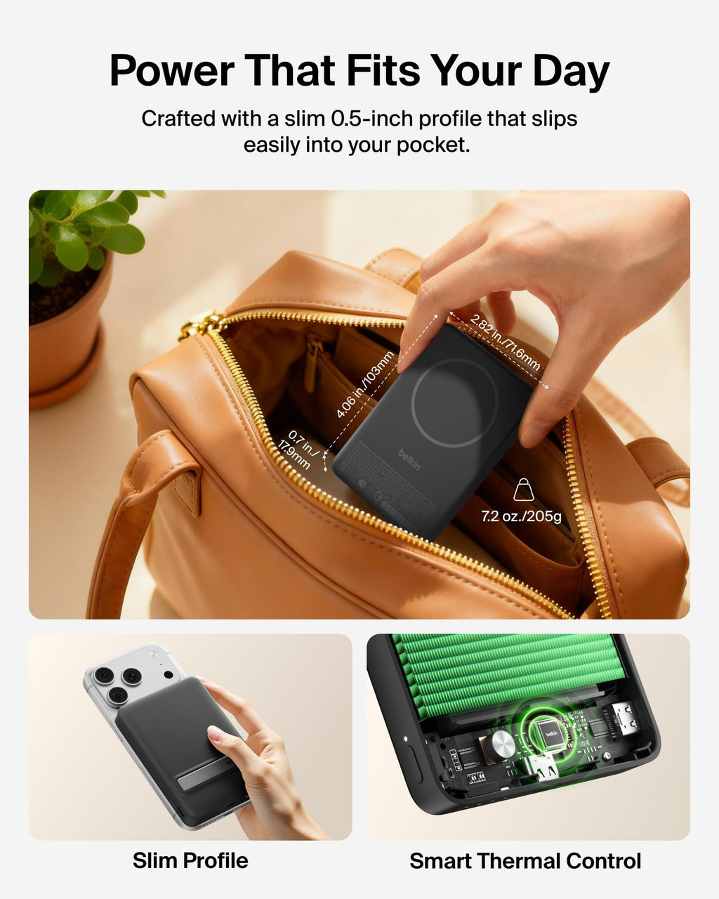 Belkin BoostCharge 10000mAh Slim Magnetic Power Bank with Kickstand - Black