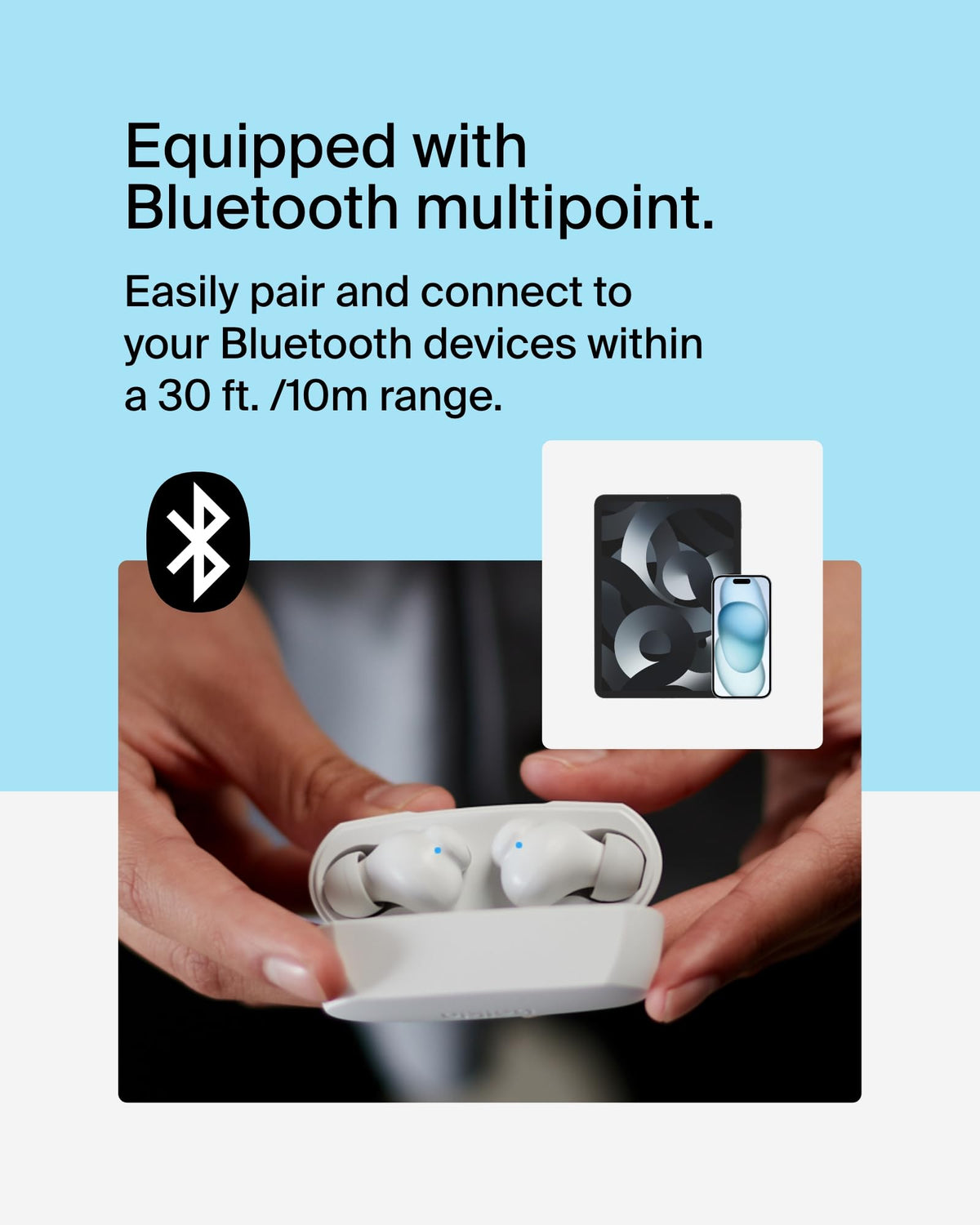 Belkin SoundForm Rhythm True Wireless Earbuds with Built-in Microphone, USB-C Fast Charging, 28H Battery Life, IPX5 Water Resistance - Bluetooth Earbuds for iPhone, iPad, Galaxy, Pixel & More - White
