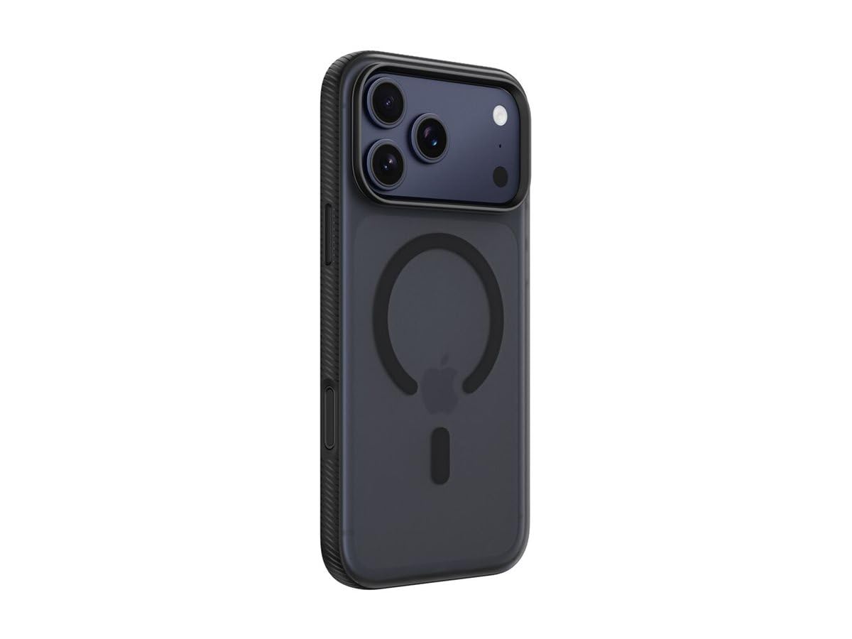 Belkin SheerForce Grip MagSafe Compatible iPhone 17 Pro Max Case with Slim Design & Anti-Slip Side Lines - Magnetic, Transparent, & Shockproof Protective iPhone Case - Black