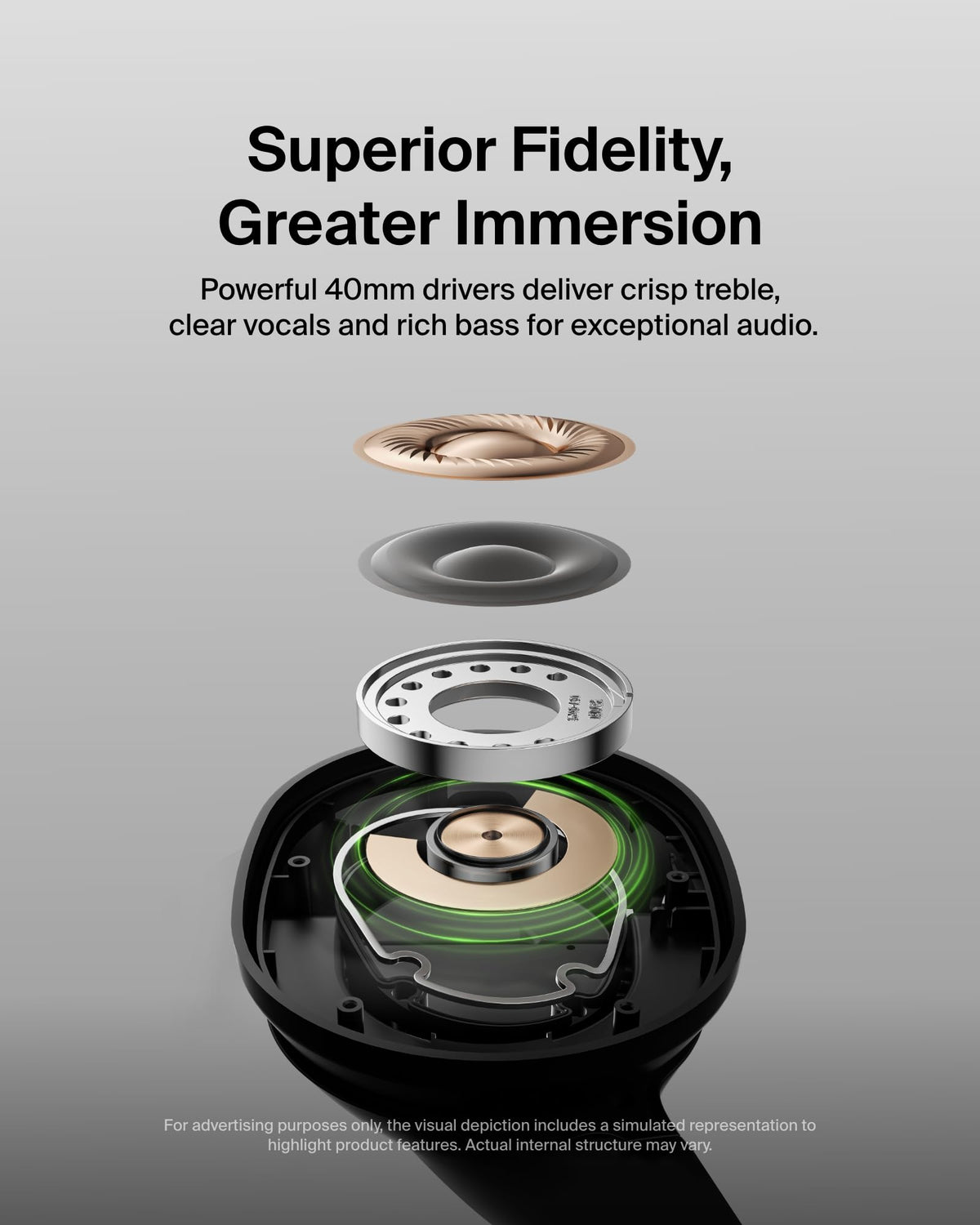 Belkin SoundForm Surround Bluetooth Over-Ear Headphones, Environmental Noise Cancelling Headphones, Wireless with 60H Playtime and Soft Ear Cups for iPhone, Galaxy, iPad, Travel, Home or Office, Black