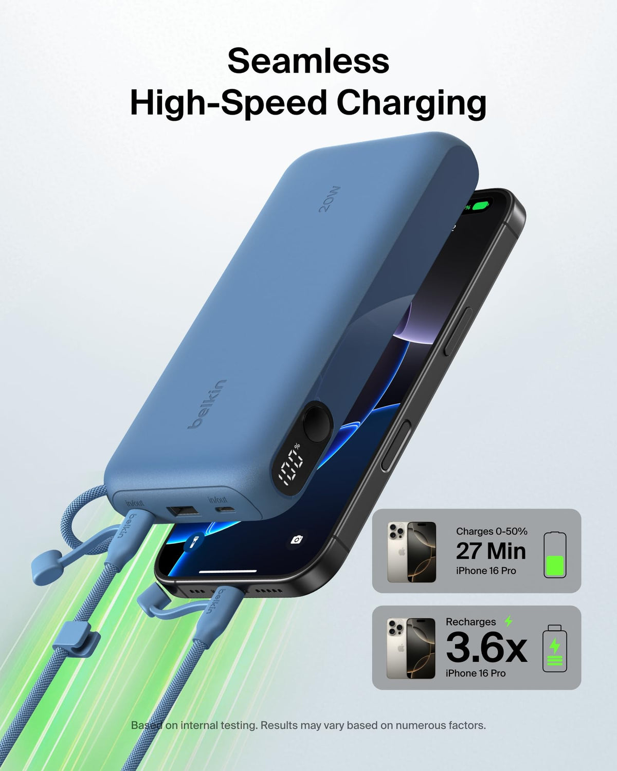 Belkin BoostCharge 20000mAh Power Bank with Digital Battery Display - Blue