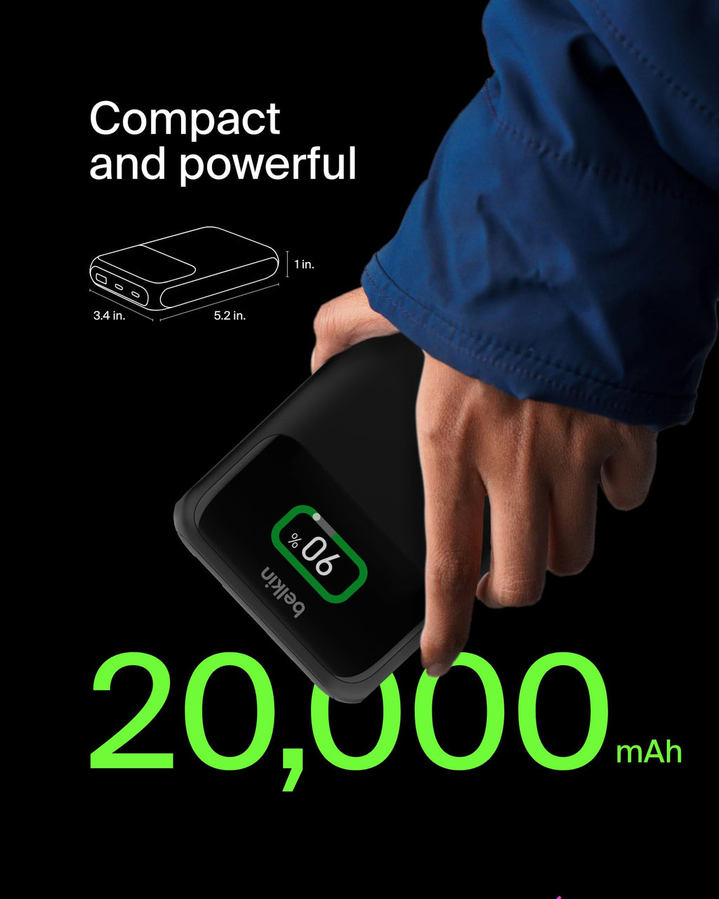 Belkin BoostCharge 20000mAh Laptop Power Bank with 3 USB Ports- Black