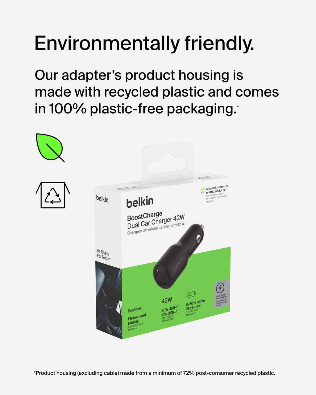 Belkin BoostCharge Dual Car Charger 42W w/Fast Charge USB-C 30W PPS & 12W USB-A Ports for Apple iPhone 16/16 Pro/16 Plus/16 Pro Max, iPhone 15, 14, 13, 12 Series, Samsung Galaxy S24, & More - Black