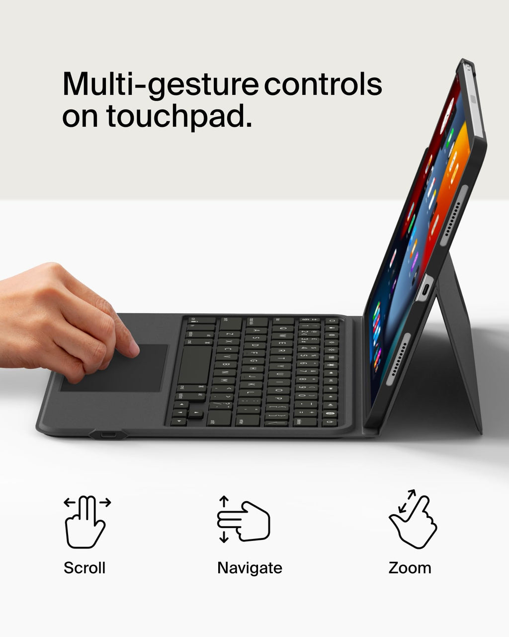 Belkin Everyday iPad Keyboard Case with Cradle, Backlit Bluetooth Keyboard, Trackpad Gestures, Magnetic Apple Pencil Holder, QWERTY, Media Keys, For iPad Air 11” M2/M3, 10.9”, iPad Pro 11”