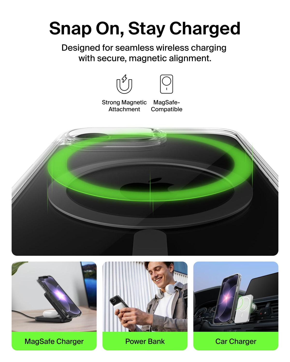 Belkin SheerForce Clear Lite Magnetic Phone Case for iPhone 17e and iPhone 16e, MagSafe Compatible with Raised Edges, Military-Grade Drop-Protection, Non-Yellowing, Ultra-Thin Design, Side Grip