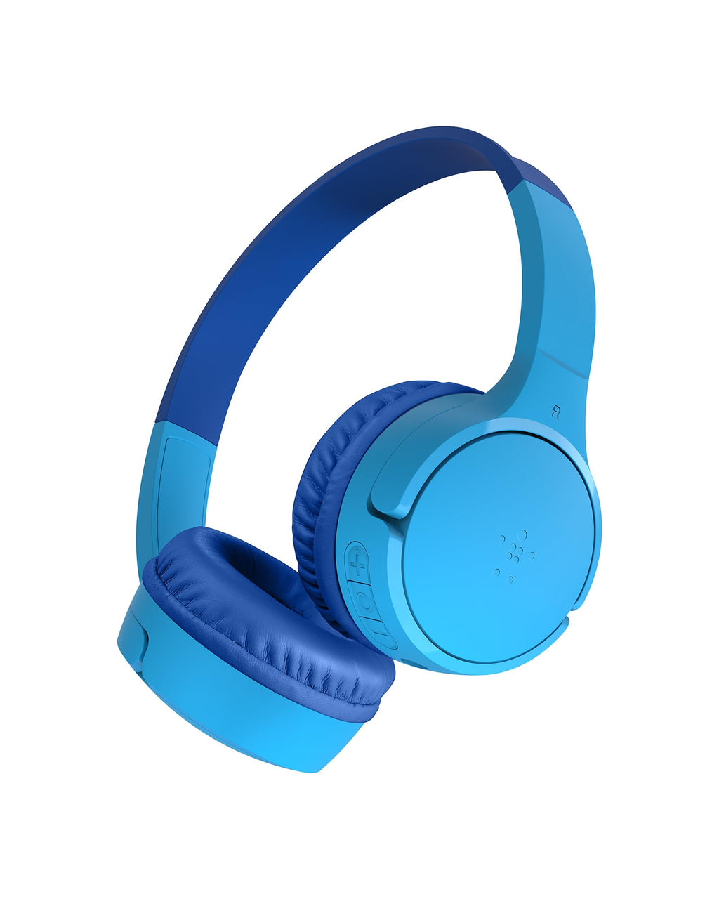 Belkin SoundForm Mini Kids Wireless Headphones with Built-In Microphone, 30H of Playback Time, & Fun Stickers - Over-Ear Headsets for Online Learning, School, Travel, iPhone, iPad, Galaxy - Blue