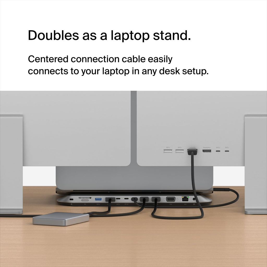 Belkin Connect 11-in-1 Universal USB-C Pro Dock w/ 3-Monitor Support, Silicon Motion Technology - Works with Mac, Windows, and Chromebook - 100W PD w/ 10Gbps Transfer Speeds & 2.5Gbps Ethernet - Black