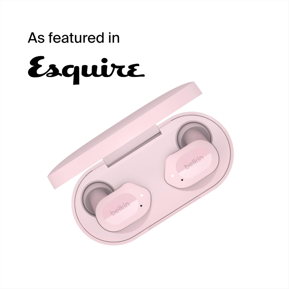 Belkin SOUNDFORM Play True Wireless Earbuds, Wireless Earphones with 3 EQ Presets, IPX5 Sweat and Water Resistant, 38 Hours Play Time for iPhone, Galaxy, Pixel and More - Pink