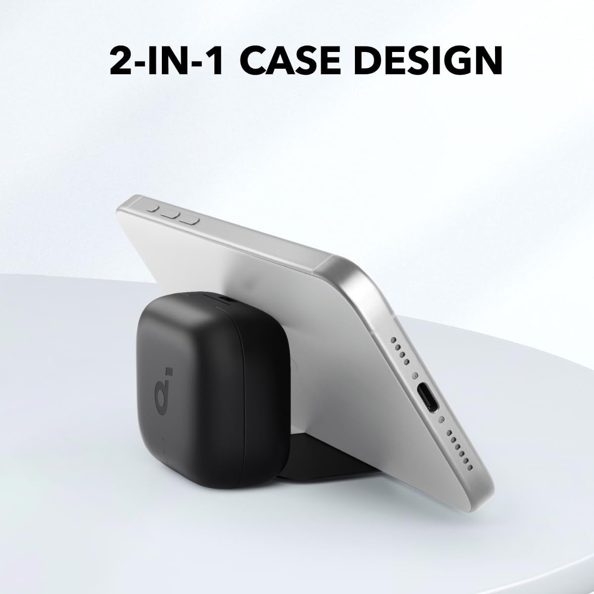 Soundcore by Anker R50i NC Wireless Bluetooth Earphones, Powerful and Smart Noise Cancelling, Powerful Bass, 45 Hours Playtime, 2-in-1 Case and Phone Stand, IP54, Bluetooth 5.4, Black