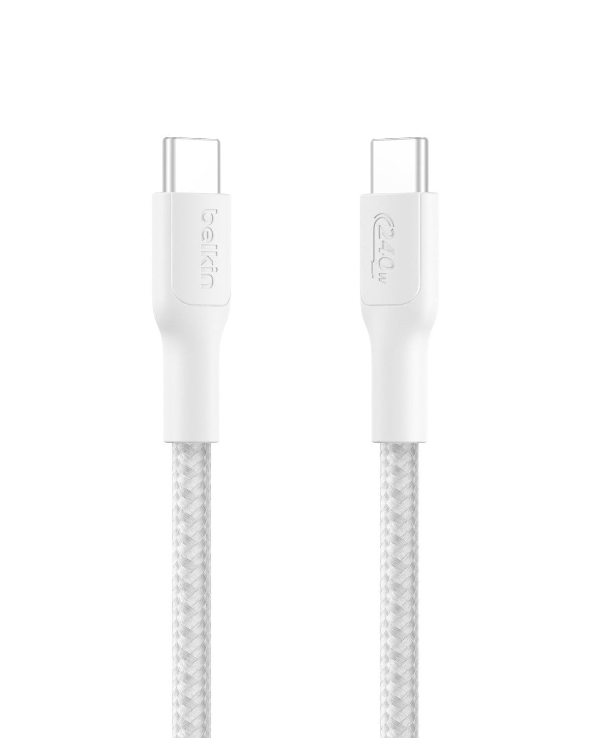 Belkin Eco Braided USB-C to USB-C Cable (1M, 240W) - Soft, Flexible Fast-Charging Cable, Type C Charger Cord for iPhone 16, Galaxy S25, Pixel 9, MacBook, iPad Pro, & More - White (USB 2.0)