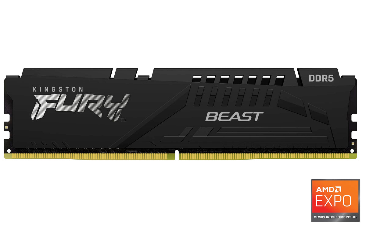 Kingston FURY Beast Black DDR5 32GB (2x16GB) 5600MT/s CL36 DIMM Desktop Gaming Memory Kit of 2 AMD EXPO and Intel XMP - KF556C36BBEK2-32