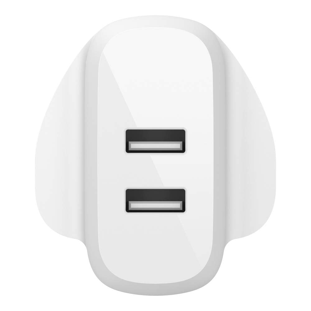Belkin WCB002MYWH Boost Charge Dual USB-A 24W Wall Mobile Device Charger, White