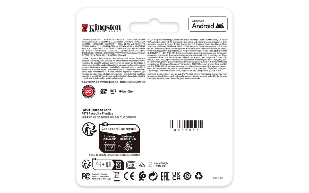 Kingston Canvas Go Plus microSDXC Memory Card Gen4 200MB/s A2 U3 V30 64GB Card + Adapter-SDCG4/64GB