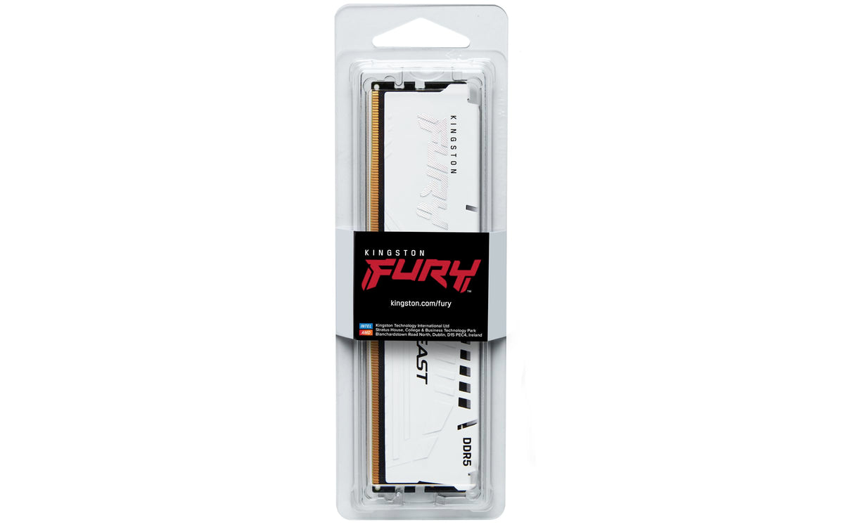 Kingston FURY Beast White DDR5 32GB 6000MT/s CL30 DIMM Desktop Gaming Memory Single Module AMD EXPO and Intel XMP - KF560C30BWE-32