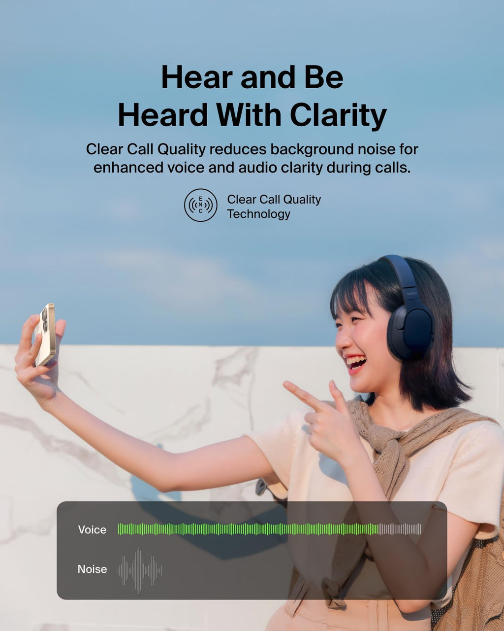 Belkin SoundForm Surround Bluetooth Over-Ear Headphones, Environmental Noise Cancelling Headphones, Wireless with 60H Playtime and Soft Ear Cups for iPhone, Galaxy, iPad, Travel, Home or Office, Blue