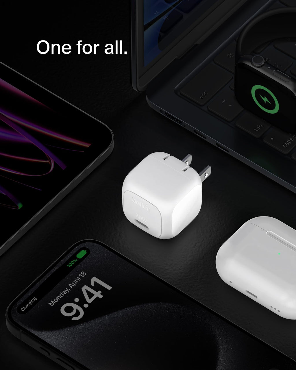 Belkin 20W Compact USB C Charger Block, Fast Charging for Travel