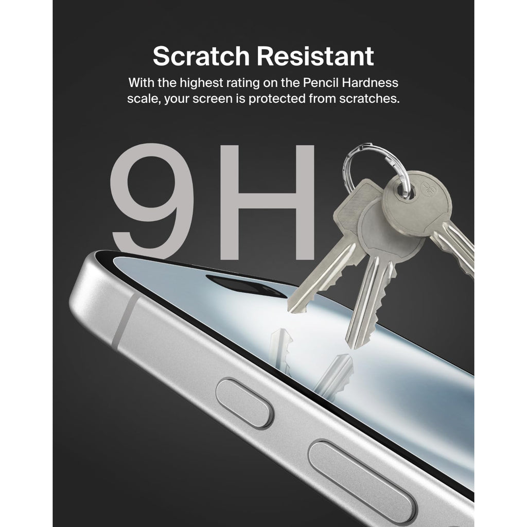 Belkin ScreenForce TemperedGlass Treated Screen Protector for iPhone 15/14 Pro, Slim, Crystal Clear, Scratch-Resistant, Full Screen Tempered Glass Film, Easy Align Tray for Bubble Free Application