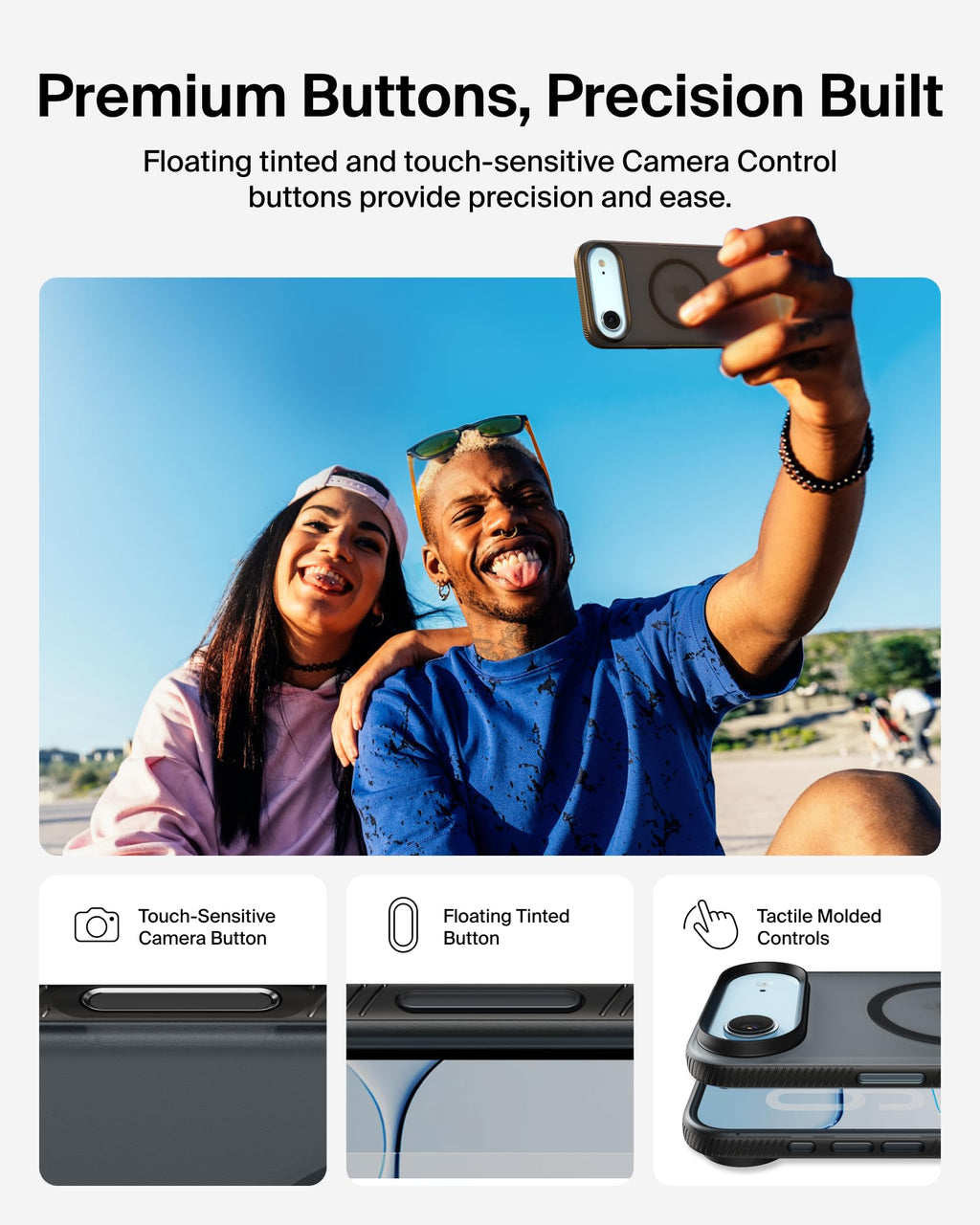 Belkin SheerForce Grip MagSafe Compatible iPhone Air Case with Slim Design & Anti-Slip Side Lines - Magnetic, Transparent, & Shockproof Protective iPhone Case - Black