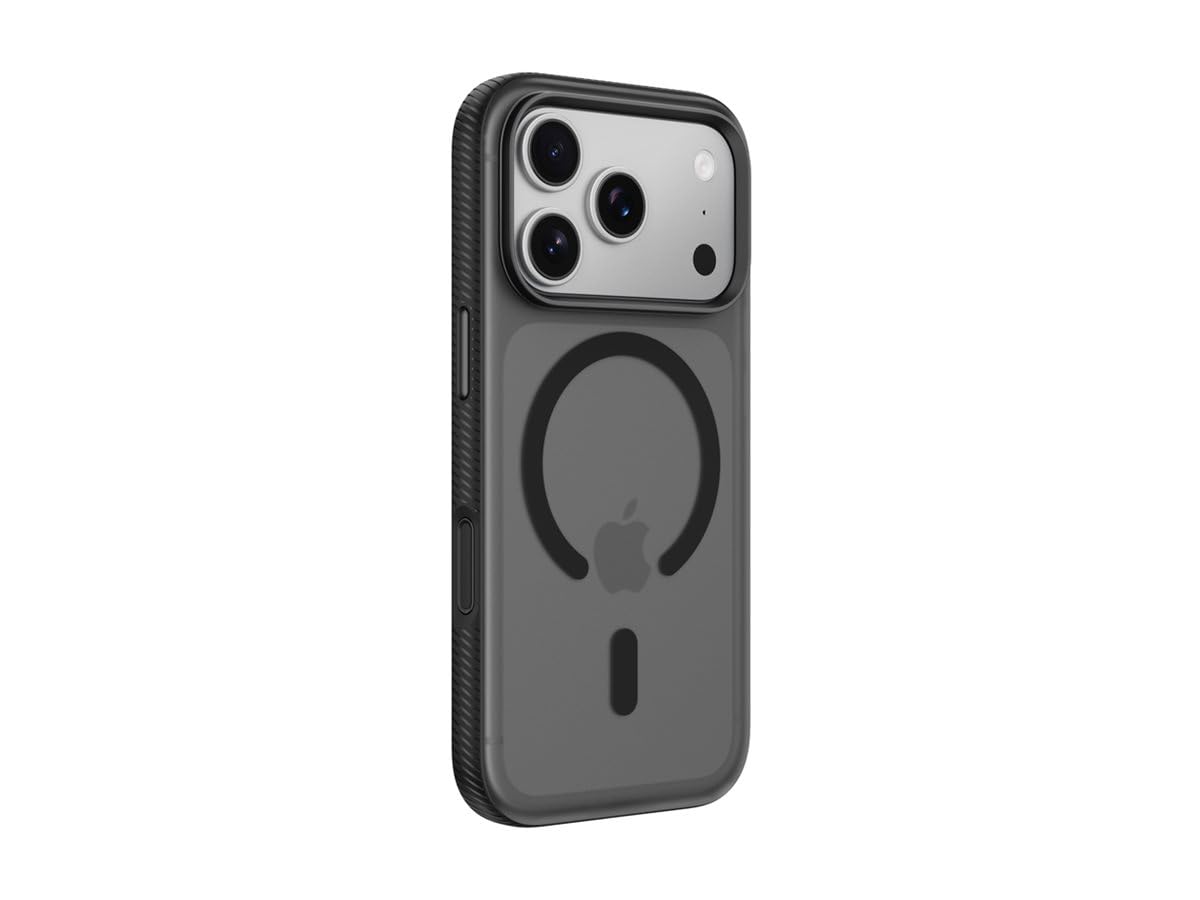 Belkin SheerForce Grip MagSafe Compatible iPhone 17 Pro Case with Slim Design & Anti-Slip Side Lines - Magnetic, Transparent, & Shockproof Protective iPhone Case - Black