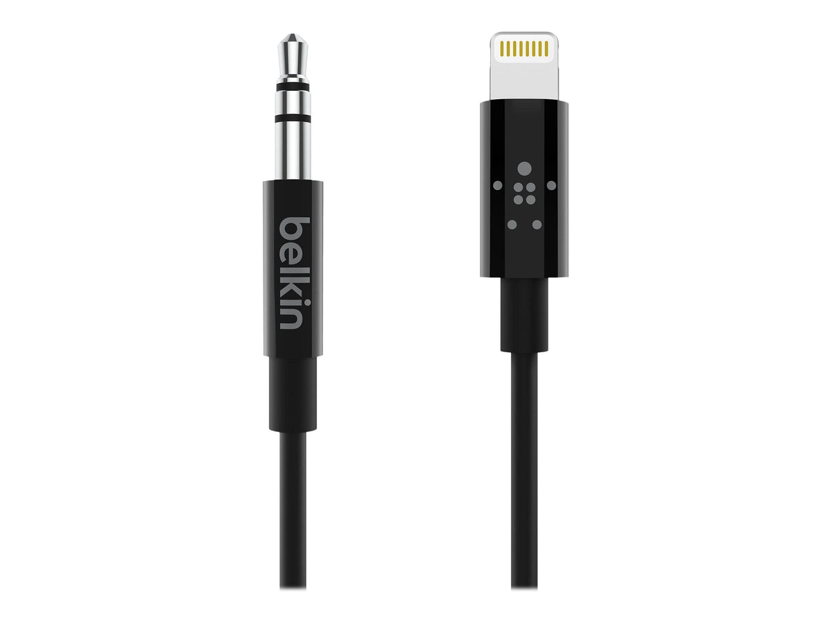 Belkin 3 ft/0.9 m 3.5 mm Audio Cable with Lightning Connector - MFi-Certified Lightning to Aux Cable for iPhone 13, 13 Pro, 13 Pro Max, 13 mini, 12, 12 Pro, 12 Pro Max, 12 mini, Black